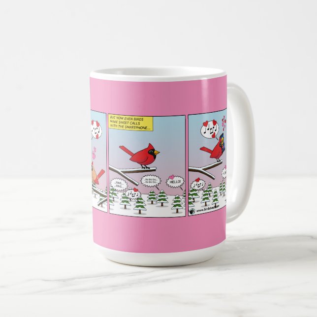 Mug Appels de accouplement d'oiseaux modernes comique (Devant droit)