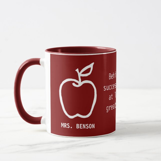 Mug Apple Teacher Appreciation Quote Burgundy (Gauche)