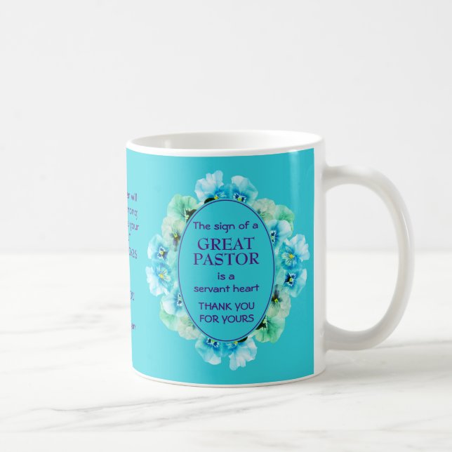 Mug Appréciation du pasteur floral bleu (Droite)