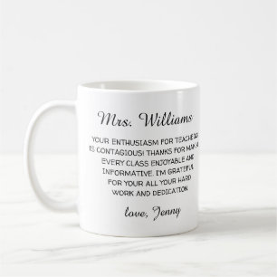 Mug appréciation du professeur merci minimaliste moder