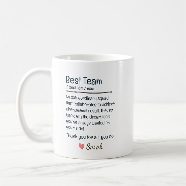 Mug Appréciation personnalisée de la meilleure équipe (Gauche)