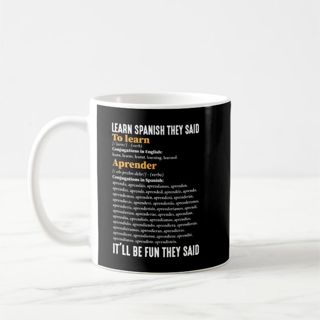 Mug Apprenez l'espagnol Ce sera amusant Ils disent drô (Gauche)