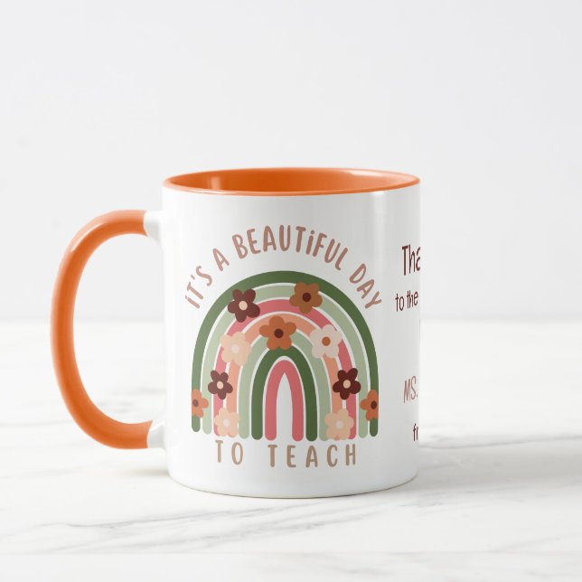 Mug Apprenti personnalisé aquarelle moderne arc-en-cie (Gauche)