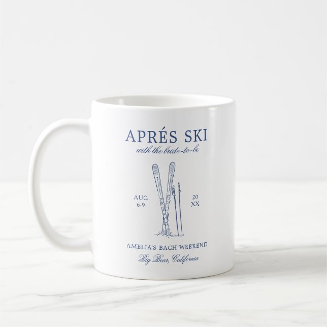 Mug Après Ski avec la mariée à être Bach Week-end (Gauche)