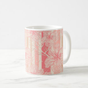 Mug Apricot motif à rayures florales rose