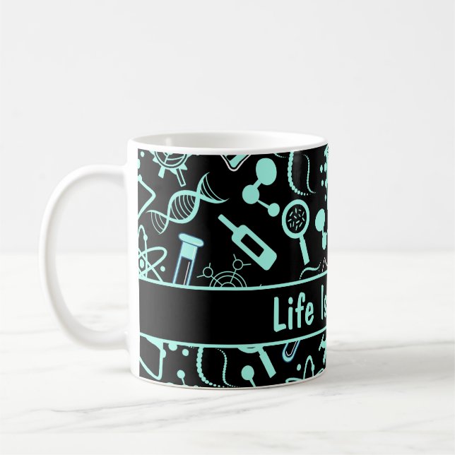 Mug aqua bleu moderne biochimie vie complexe (Gauche)