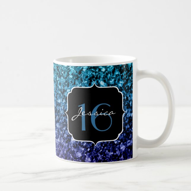 Mug Aqua bleu Ombre parties scintillant scintille Swee (Droite)
