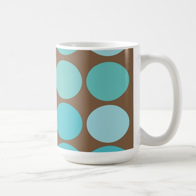 Mug Aqua Bleu Turquoise et Brown Points Motif moderne (Droite)