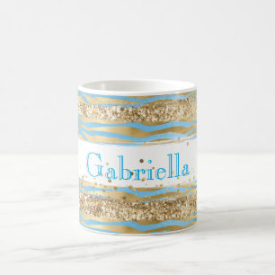 Mug Aqua Blue Gold Parties scintillant Confetti Zebra 
