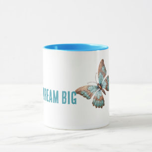 Mug Aqua Blue Rose Rust Gold Dream Butterfly