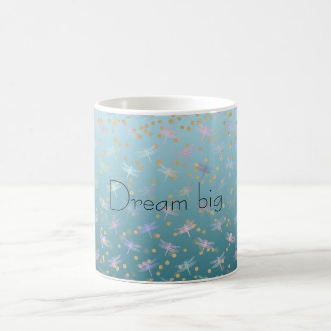 Mug Aqua Gold Confetti Dreamy Dragonflies (Centre)
