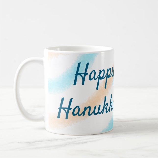 Mug Aqua orange happy Hanoukka ajouter un nom message  (Gauche)