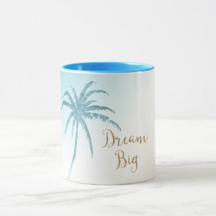 Mug  Aqua Peach White Palm Tree Gold Dream          