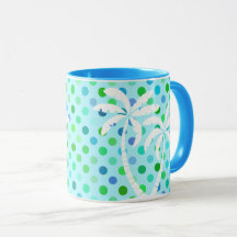 Aqua Turquoise Blue Lime Green Motif À petits pois