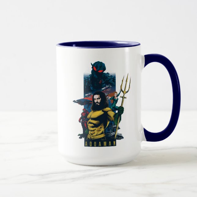 Mug Aquaman | Orin, Mera, et graphique noir de Manta (Droite)