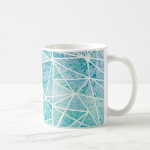 Mug aquamarine avec espace géométrique blanc