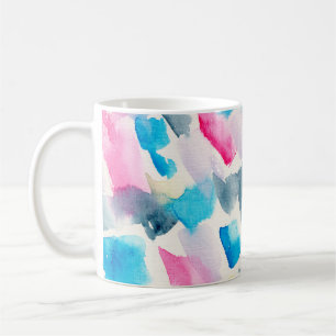 Mug aquarelle à la main abstraite brosse traits retour