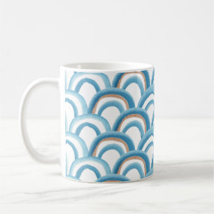 Mug Aquarelle à vague bleue, peinture transparente.