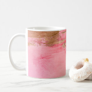 Mug Aquarelle Abstraite rose or élégant