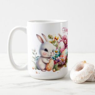 Mug Aquarelle adorable Lapin Et Texte De Pâques