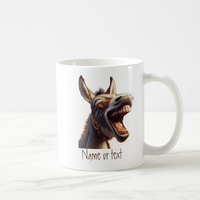 Mug Aquarelle amusant rire âne Burro personnalisé (Droite)
