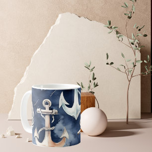 Mug Aquarelle Ancre marine marine