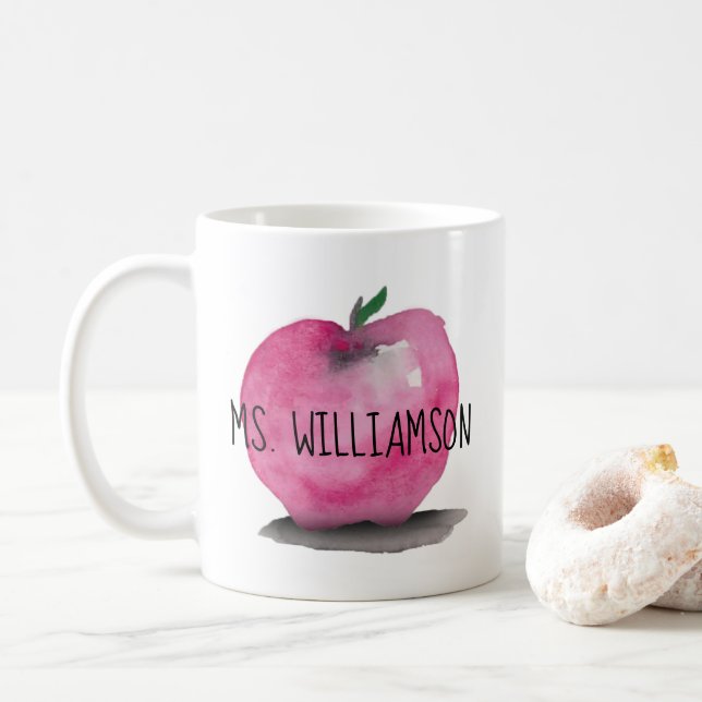 Mug Aquarelle APPLE, moderne, professeur (Avec donut)