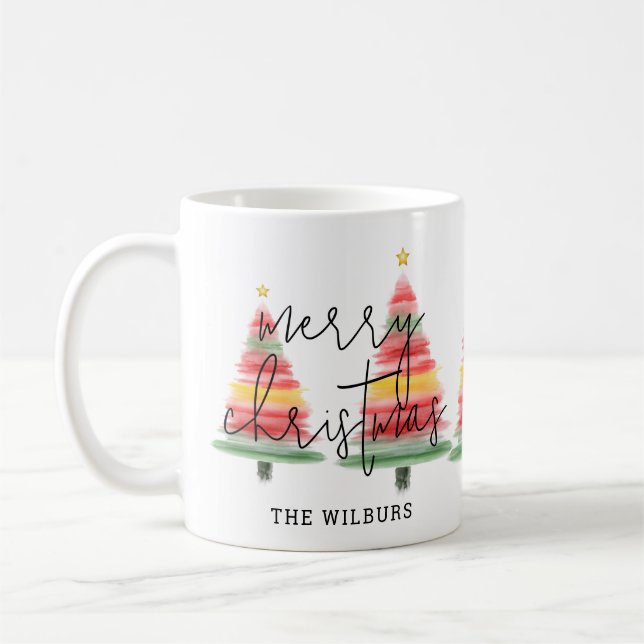 Mug Aquarelle Arbres de Noël (Gauche)