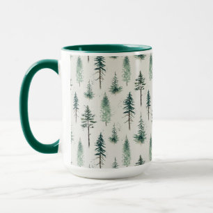 Mug Aquarelle Arbres de Noël Motif de vacances