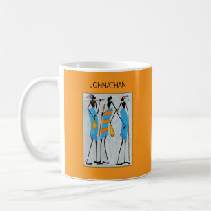 Mug Aquarelle, Art Africain, Guerriers Masaï