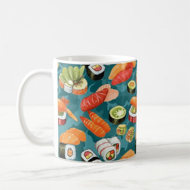 Mug Aquarelle Assortie Sushi Pièces (Gauche)