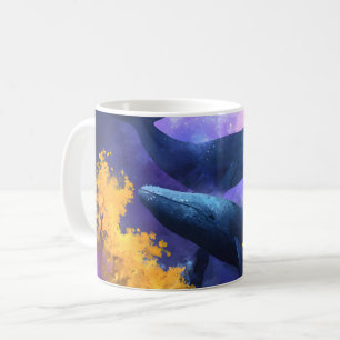 Mug Aquarelle Baleines Jardin Océan Abstrait