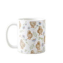 Aquarelle Bébé Poussins Motif Floral