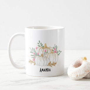 Mug Aquarelle blanche et Citrouille or