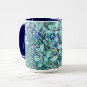 Mug Aquarelle blanche moderne bleu vert cerisier