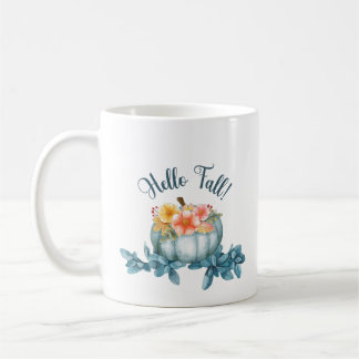 Mug Aquarelle Bleu Citrouille Feuilles automnales