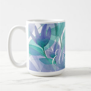 Mug Aquarelle bleu des Caraïbes vert Monogramme