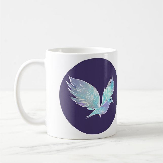 Mug Aquarelle bleu et blanc Peace Dove (Gauche)