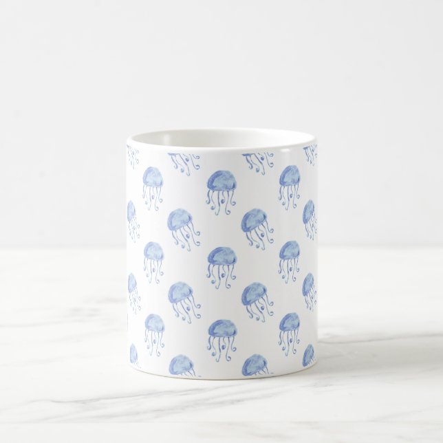 Mug aquarelle bleu méduse conception de plage (Centre)