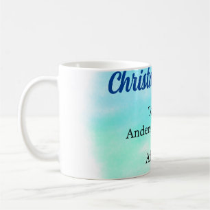 Mug Aquarelle bleu vert Noël vacances ajouter famille