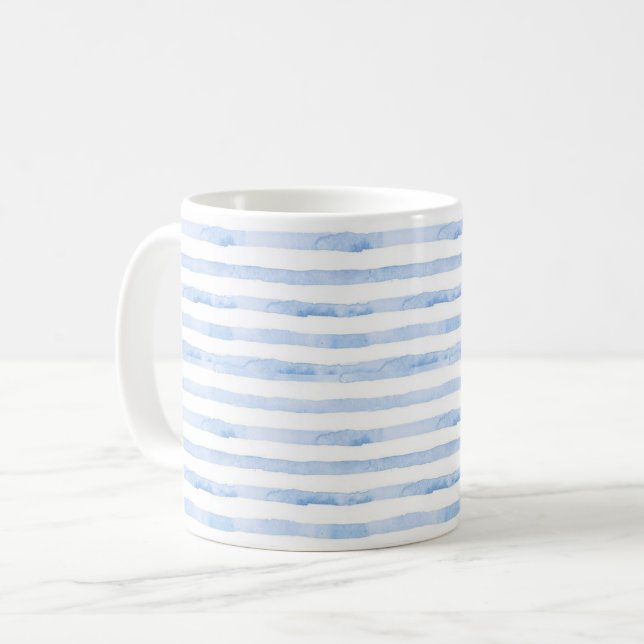 Mug Aquarelle Bleue Blancs (Devant gauche)