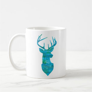 Mug Aquarelle bleue Cerf Silhouette