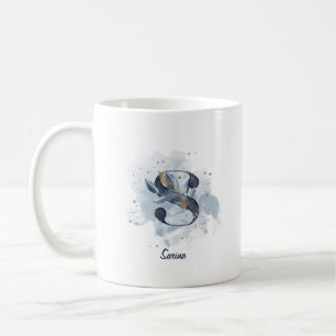 Mug Aquarelle bleue Nom personnalisé Lettre initiale S