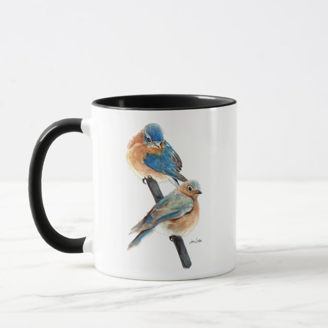 Mug Aquarelle Bluebird Couple Art (Gauche)
