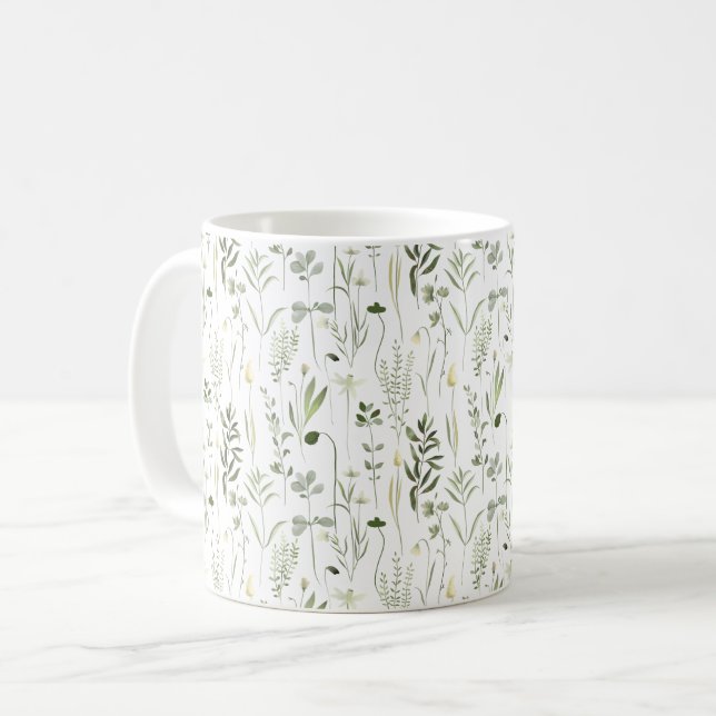 Mug Aquarelle Botanique Motif de verdure (Devant gauche)