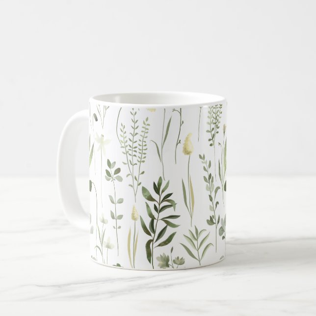 Mug Aquarelle Botanique Motif de verdure (Devant gauche)