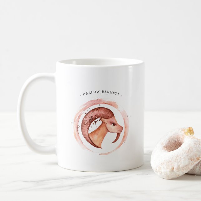 Mug Aquarelle Capricorne Astrologie Zodiac | Monogramm (Avec donut)