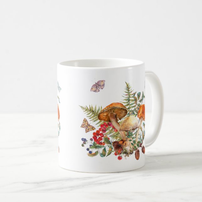Mug Aquarelle Champignons de la Forêt Sauvage, Berries (Devant droit)