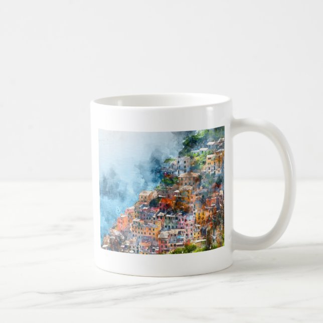 Mug Aquarelle Cinque Terre Italie (Droite)
