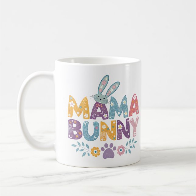 Mug aquarelle coloré floral mama lapin (Gauche)